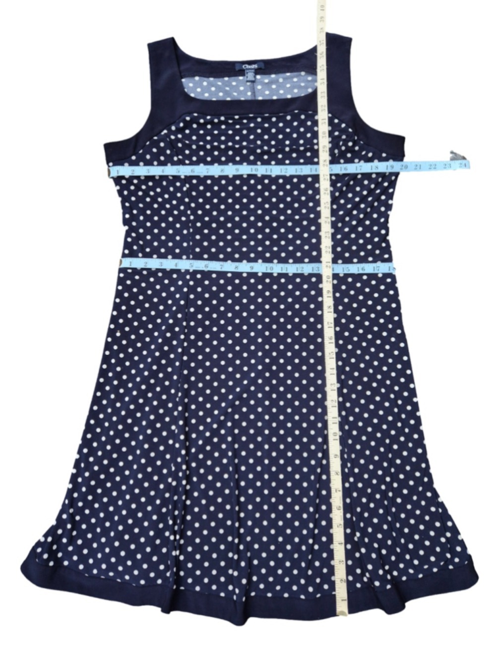 Women's Chaps Polka Dot Sleeveless Dress Navy White Size XL - Picture 7 of 8